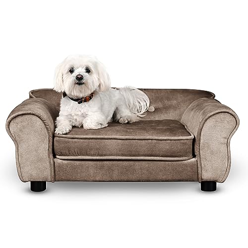 Mg Design Hunde Bett, Katzen Bett braun - Sofa für Hund, mit Armlehnen, Rückenlehne, aus strapazierfähigem Veloursstoff - dekoratives Sofa Klein für Kleintiere, für Katze, hundebett mittelgroße Hunde Mg Design Hunde Bett, Katzen Bett braun - Sofa für Hund, mit Armlehnen, Rückenlehne, aus strapazierfähigem Veloursstoff - dekoratives Sofa Klein für Kleintiere, für Katze, hundebett mittelgroße Hunde von Mg Design