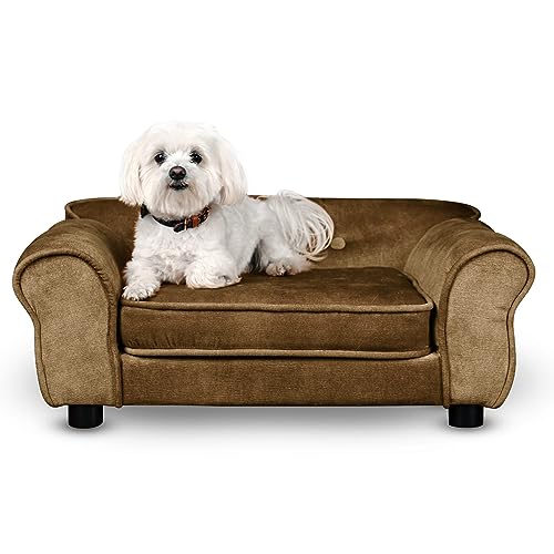 Mg Design Hunde Bett, Katzen Bett braun - Sofa für Hund, mit Armlehnen, Rückenlehne, aus strapazierfähigem Veloursstoff - dekoratives Sofa Klein für Kleintiere, für Katze, hundebett mittelgroße Hunde Mg Design Hunde Bett, Katzen Bett braun - Sofa für Hund, mit Armlehnen, Rückenlehne, aus strapazierfähigem Veloursstoff - dekoratives Sofa Klein für Kleintiere, für Katze, hundebett mittelgroße Hunde von Mg Design