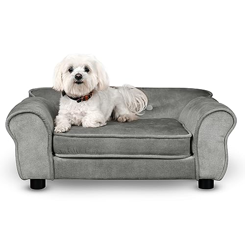 Mg Design Hunde Bett, Katzen Bett grau - Sofa für Hund, mit Armlehnen, Rückenlehne, aus strapazierfähigem Veloursstoff - dekoratives Sofa Klein für Kleintiere, für Katze, hundebett mittelgroße Hunde Mg Design Hunde Bett, Katzen Bett grau - Sofa für Hund, mit Armlehnen, Rückenlehne, aus strapazierfähigem Veloursstoff - dekoratives Sofa Klein für Kleintiere, für Katze, hundebett mittelgroße Hunde von Mg Design