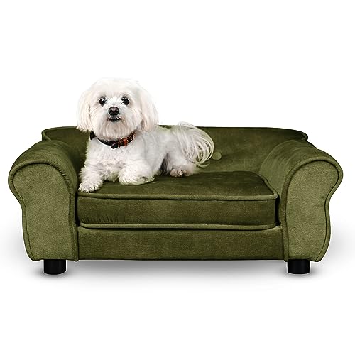 Mg Design Hunde Bett, Katzen Bett grün - Sofa für Hund, mit Armlehnen, Rückenlehne, aus strapazierfähigem Veloursstoff - dekoratives Sofa Klein für Kleintiere, für Katze, hundebett mittelgroße Hunde Mg Design Hunde Bett, Katzen Bett grün - Sofa für Hund, mit Armlehnen, Rückenlehne, aus strapazierfähigem Veloursstoff - dekoratives Sofa Klein für Kleintiere, für Katze, hundebett mittelgroße Hunde von Mg Design