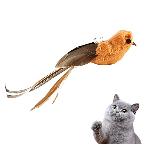 Mgichoom Vogel-Katzenspielzeug | Austauschbarer Katzenspielzeugkopf mit Vogelform und Glocke,Handgefertigter Katzenstab, Spielzeugaufsätze, Vogelspielzeug für drinnen spielende Katzen von Mgichoom