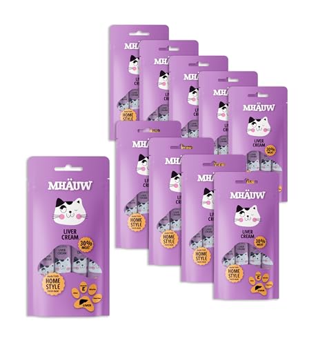 MHAUW Natural Cat Food with Creamed Liver 40 Stück à 15 Gr. Cad - Ohne künstliche Farb-, Geschmacks- und Konservierungsstoffe von Mhauw