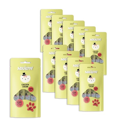 MHAUW Natural Cream Chicken Katzenfutter 40 St. 15 Gr. Cad - Ohne künstliche Farb- und Aromastoffe und ohne Konservierungsmittel von Mhauw