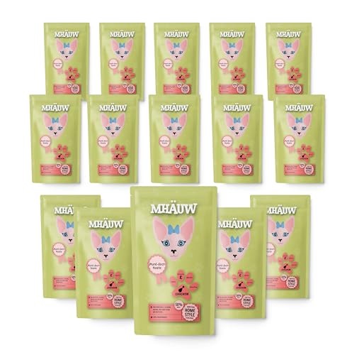 MHAUW Natural Cream of Chicken Katzenfutter 15 Pz 80 Gr - Ohne künstliche Farb-, Aroma- und Konservierungsstoffe von Mhauw