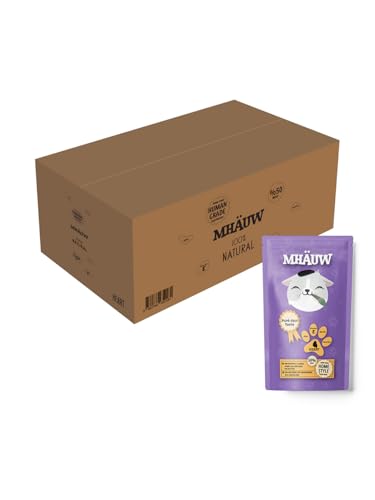 Mhauw Natural Heart Cream Katzenfutter 120 Stück (80 Gr. pro Stück - 30x4 Box) - Ohne künstliche Farb- oder Geschmacksstoffe und Konservierungsmittel von Mhauw