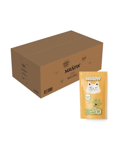 Mhauw Natural Salmon Cream Katzenfutter 120 Stück (80 Gr. je 30x4 Box) - Ohne künstliche Farb- oder Geschmacksstoffe und Konservierungsmittel von Mhauw