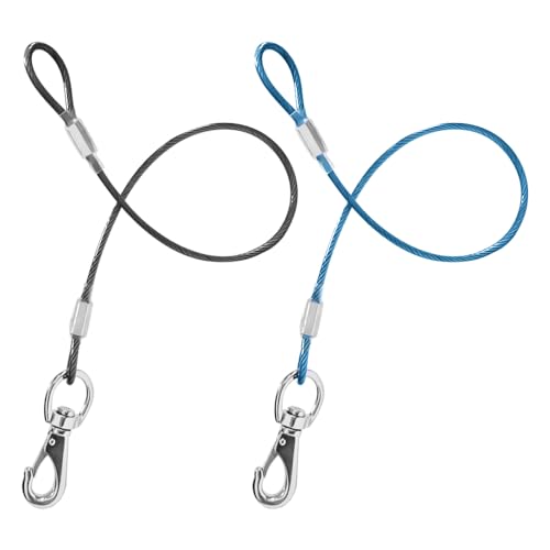 Mi Metty 2Pack Hundeleine Verlängerungsseil Kausicherfest Metall Kabel Leine,Hochbelastbar Trainingsleine Hundeleine Große Mittelgroße Hunde (Schwarz+Blau, 20 inch/50 cm) von Mi Metty