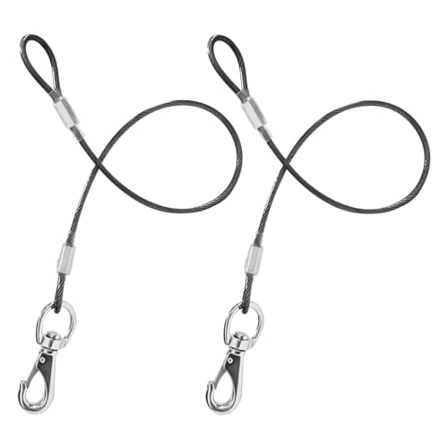 Mi Metty 2Pack Hundeleine Verlängerungsseil Kausicherfest Metall Kabel Leine,Hochbelastbar Trainingsleine Hundeleine Große Mittelgroße Hunde (Schwarz+Schwarz, 20 inch/50 cm) von Mi Metty