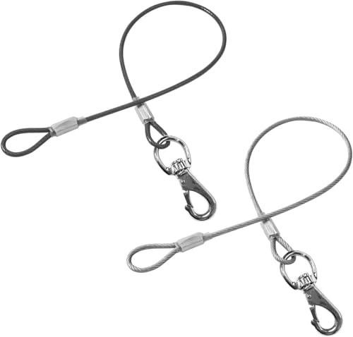 Mi Metty 2Pack Hundeleine Verlängerungsseil Kausicherfest Metall Kabel Leine,Hochbelastbar Trainingsleine Hundeleine Große Mittelgroße Hunde (Schwarz+Transparent, 20 inch/50 cm) von Mi Metty