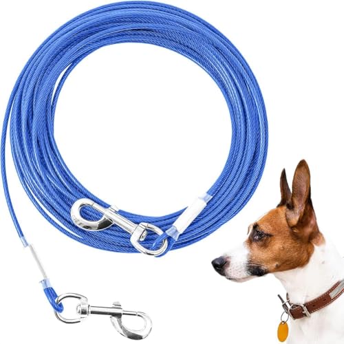 Mi Metty Tie-Out Leinen für Hunde,3/6/9/15m Kausichere Hundeleinen,Tie Out Cables Hofleine Für mittlere bis große Hunde (Blau, 30ft(9M)) von Mi Metty