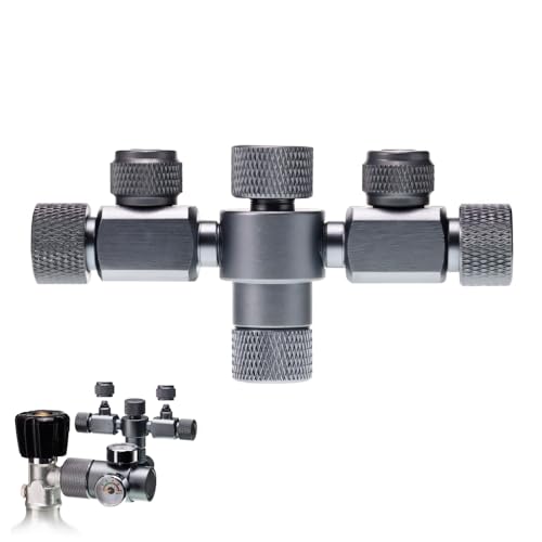 Aquarium CO2 Splitter, Nadelventil mit Doppelter Präzision aus Aluminiumlegierung, Stapelbares 2-Wege Luftventil für Aquarien für Blasenzähler, CO2-Regler von MiOYOOW