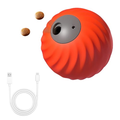 Automatisch Rollender Ball für Hunde, Interaktives Hundespielzeug Ball mit Futterspenderloch, Hundeball Elektrisch für Kleine und Mittelgroße Hunde und Katzen von MiOYOOW