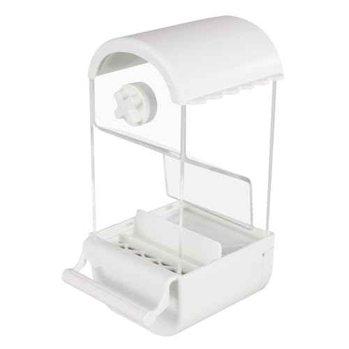 Automatischer Vogelfutterspender mit Sitzstange, kein Durcheinander, transparenter Papageienfutterspender für kleine mittelgroße Vögel, Papageien, Finken, Lovebirds, Kanarienvögel von MiOYOOW