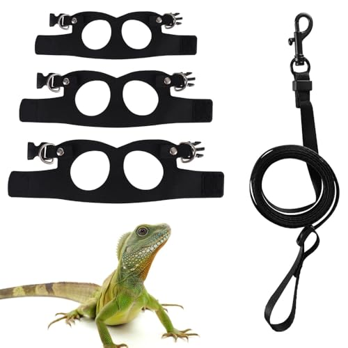 Bartagamen Geschirr und Leine Set, 3 Größen Verstellbar Kleintiere Laufgeschirr, Reptilien Outdoor Harness Leine für Eidechsen Geckos Meerschweinchen Chinchillas Hamster Eichhörnchen von MiOYOOW