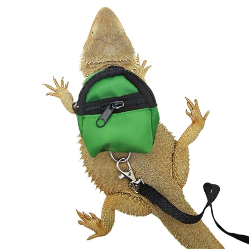 Eidechsen Rucksackleine, Kleintier Rucksack mit Trainingsleine, Reptilien Geschirr Leine Bartagamen Reptiliengeschirr für Eidechsen, Bartagamen, Geckos, Hamster, Schildkröten von MiOYOOW