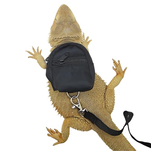 Eidechsen Rucksackleine, Kleintier Rucksack mit Trainingsleine, Reptilien Geschirr Leine Bartagamen Reptiliengeschirr für Eidechsen, Bartagamen, Geckos, Hamster, Schildkröten von MiOYOOW
