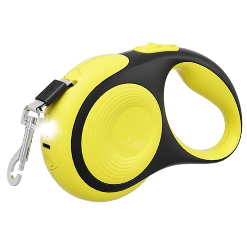 Einziehbare Hundeleine, 3/5 m, 30 kg, Robuste Hundeleine mit LED Taschenlampe, Einhandbremse Haustier Leine, Verwicklungsfreie Rollenleine für Kleine und Mittelgroße Hunde Einziehbare Hundeleine, 3/5 m, 30 kg, Robuste Hundeleine mit LED Taschenlampe, Einhandbremse Haustier Leine, Verwicklungsfreie Rollenleine für Kleine und Mittelgroße Hunde von MiOYOOW