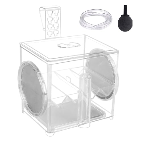 Fischzuchtbox, Fisch Isolationsbehälter mit 3-seitigem Edelstahl Feinmasch Hänge, Acryl Fischbrut Isolationsbox Fry Breeder für Fische und Garnelen Fischzuchtbox, Fisch Isolationsbehälter mit 3-seitigem Edelstahl Feinmasch Hänge, Acryl Fischbrut Isolationsbox Fry Breeder für Fische und Garnelen von MiOYOOW