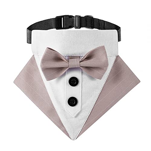 MiOYOOW Formelles Hunde Bandana Halsband,Verstellbares Hunde Smoking Hochzeits Bandana Atmungsaktiv Hund Lätzchen Dreieckiger Schal mit Fliege D-Ring für Kleine Mittelgroße Hunde MiOYOOW Formelles Hunde Bandana Halsband,Verstellbares Hunde Smoking Hochzeits Bandana Atmungsaktiv Hund Lätzchen Dreieckiger Schal mit Fliege D-Ring für Kleine Mittelgroße Hunde von MiOYOOW