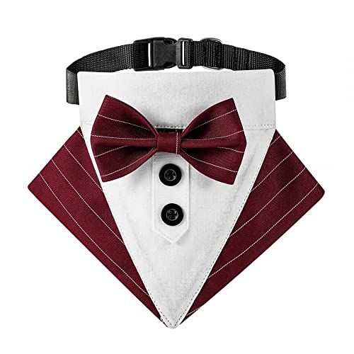 MiOYOOW Formelles Hunde Bandana Halsband,Verstellbares Hunde Smoking Hochzeits Bandana Atmungsaktiv Hund Lätzchen Dreieckiger Schal mit Fliege D-Ring für Kleine Mittelgroße Hunde MiOYOOW Formelles Hunde Bandana Halsband,Verstellbares Hunde Smoking Hochzeits Bandana Atmungsaktiv Hund Lätzchen Dreieckiger Schal mit Fliege D-Ring für Kleine Mittelgroße Hunde von MiOYOOW