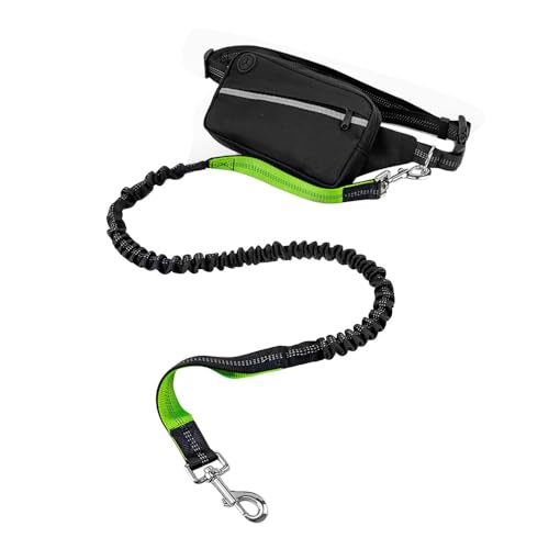 Freihändige Hundeleine, Verstellbare Hunde Hüftleine, Reflektierende Hundeleine mit Hüfttasche zum Gassigehen, Laufen, Radfahren, Joggen von MiOYOOW