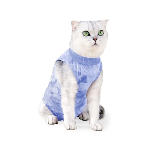 Genesungsanzug für Katzen, Verstellbar Genesungskleidung Erholung Anzug Katzen Operation, Atmungsaktiver Ganzkörperanzug für Katzen Nach Operationen Gegen Wundlecken von MiOYOOW