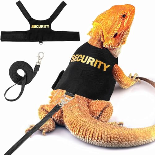 Geschirr Leine für Bartagamen, Verstellbares Gehgeschirr für Reptilien Ausbruchsichere Eidechsen Kontrollleine für Reptilien Bartagamen Eidechsen Chamäleons von MiOYOOW