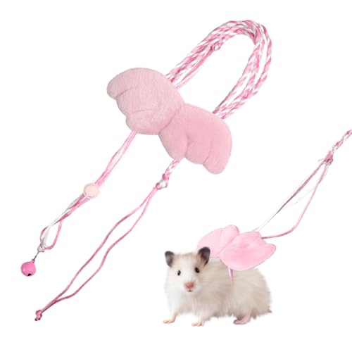 Geschirr Leine für Kleintiere, Verstellbare Hamsterleine mit Süßem Flügel und Metallglocke, Hamster Harness und Zugseil für Hamster, Meerschweinchen, Kaninchen, Eichhörnchen, Reptilien Geschirr Leine für Kleintiere, Verstellbare Hamsterleine mit Süßem Flügel und Metallglocke, Hamster Harness und Zugseil für Hamster, Meerschweinchen, Kaninchen, Eichhörnchen, Reptilien von MiOYOOW