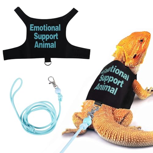 Geschirr und Leine für Bartagamen, Verstellbare Ausbruchsichere Reptilien Kontrolleleine mit Personalisiertem Aufdruck für Eidechsen Chamäleons, Spaziergänge Drinnen und Draußen von MiOYOOW