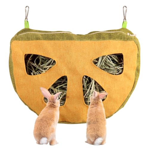 Hängender Heusack, 4 Löcher, Kaninchen Heu Futtersack, Futterbeutel Aufbewahrungssack mit 2 Haken für Häschen, Hamster, Chinchillas, Kleintiere Hängender Heusack, 4 Löcher, Kaninchen Heu Futtersack, Futterbeutel Aufbewahrungssack mit 2 Haken für Häschen, Hamster, Chinchillas, Kleintiere von MiOYOOW