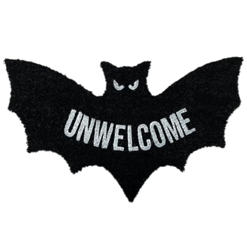 Halloween Fledermaus Fußmatte, Unwillkommene rutschfeste Haustürmatte, Gruselige Geister Fledermaus Dekoration Teppich für die Innen- und Außendekoration von Veranda, Schlafzimmer und Terrasse von MiOYOOW