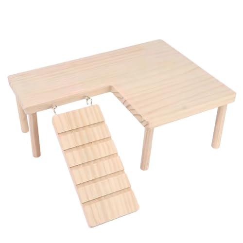 Hamsterplattform, Hamster Kletterplattform aus Holz mit Leiter, Kleintiere Sprungbrett für Rennmäuse Mäuse Ratten Chinchillas Meerschweinchen Hamsterplattform, Hamster Kletterplattform aus Holz mit Leiter, Kleintiere Sprungbrett für Rennmäuse Mäuse Ratten Chinchillas Meerschweinchen von MiOYOOW