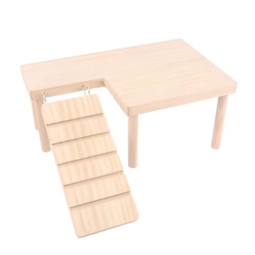 Hamsterplattform, Hamster Kletterplattform aus Holz mit Leiter, Kleintiere Sprungbrett für Rennmäuse Mäuse Ratten Chinchillas Meerschweinchen Hamsterplattform, Hamster Kletterplattform aus Holz mit Leiter, Kleintiere Sprungbrett für Rennmäuse Mäuse Ratten Chinchillas Meerschweinchen von MiOYOOW