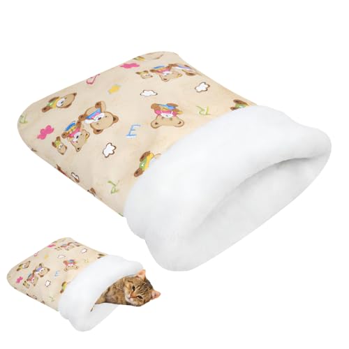 Haustier Schlafsack, Katzenschlafsack Katzenbett, Weiches Wärmendes Hundenest mit Waschbarem Bezug für Welpen Kleine Hunde Katzen von MiOYOOW