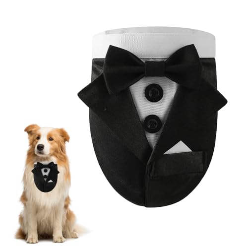 Hund Smoking Bandana Halsband, Hundefliege, Formale Hund Hochzeit Bandana Haustier Hochzeit Anzug Fliege Bandana mit Fliege und Verstellbarem Halsumfang für Hochzeit, Verlobung, Hundegeburtstag Hund Smoking Bandana Halsband, Hundefliege, Formale Hund Hochzeit Bandana Haustier Hochzeit Anzug Fliege Bandana mit Fliege und Verstellbarem Halsumfang für Hochzeit, Verlobung, Hundegeburtstag von MiOYOOW