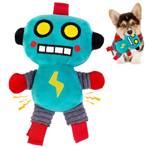 Hunde Plüschspielzeug, Quietschendes Hundespielzeug in Roboterform, Interaktives Kauspielzeug für Welpen Kleine und Mittelgroße Hunde Hunde Plüschspielzeug, Quietschendes Hundespielzeug in Roboterform, Interaktives Kauspielzeug für Welpen Kleine und Mittelgroße Hunde von MiOYOOW