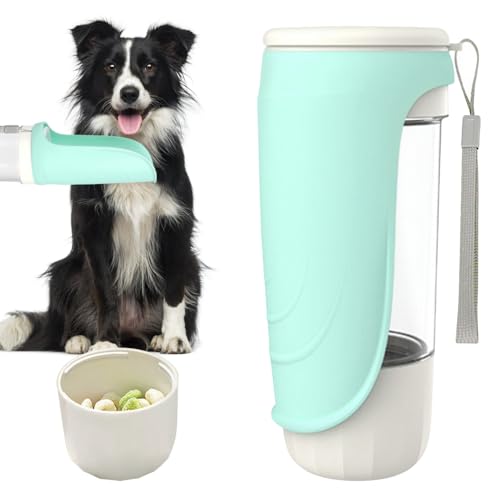 Hunde Wasserflasche, 300 Ml, Faltbare Hundetrinkflasche mit 100g Futterspender, Tragbarer Wasserspender für Hunde und Katzen, Reisen und Outdoor Hunde Wasserflasche, 300 Ml, Faltbare Hundetrinkflasche mit 100g Futterspender, Tragbarer Wasserspender für Hunde und Katzen, Reisen und Outdoor von MiOYOOW