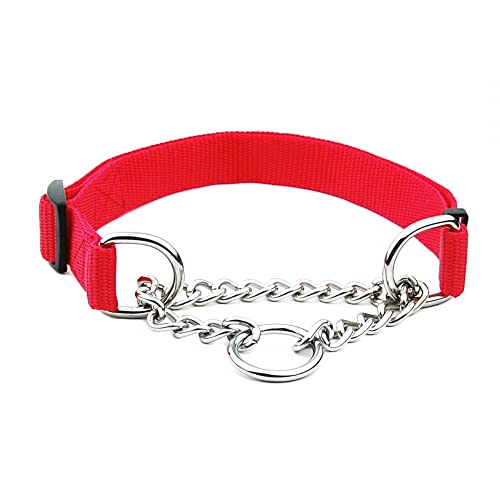 Hundehalsband, verstellbares Zugstop-Halsband, reflektierendes Haustier-Trainingshalsband mit Stahlkette für kleine, mittelgroße und große Hunde von MiOYOOW