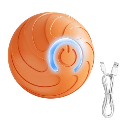 Hundespielzeug Ball, Automatische Interaktives Hunde Ball Spielzeug mit Buntem Licht, Per USB Aufladbarer Haustier Rollenderball für das Spieltraining von Hunden von MiOYOOW