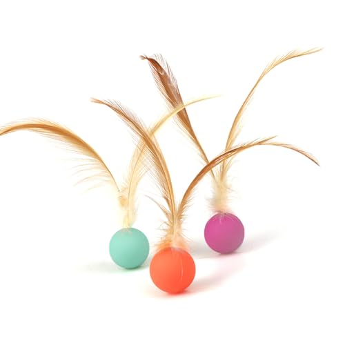 Katzenball Spielzeug, 3 Stück Elastische Hüpfbälle mit Federn für Katzen, Interaktives Hüpfender Federballspielzeug für Hauskatzen, Kätzchen, Übungsspiele Katzenball Spielzeug, 3 Stück Elastische Hüpfbälle mit Federn für Katzen, Interaktives Hüpfender Federballspielzeug für Hauskatzen, Kätzchen, Übungsspiele von MiOYOOW