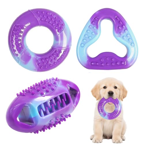 Kauspielzeug für Hunde, 3 Stück Welpen Zahnbürsten Spielzeug, 3 Formen, Interaktives Hundespielzeug für Kleine, Mittelgroße und Große Rassen von MiOYOOW