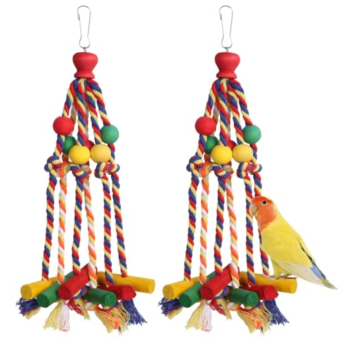 Kauspielzeug für Vögel, 2 Stück Vogel Buntes Seil Spielzeug, Papageien Käfig Hängespielzeug für Kleine und Mittelgroße Papageien, Unzertrennliche, Kanarienvögel Kauspielzeug für Vögel, 2 Stück Vogel Buntes Seil Spielzeug, Papageien Käfig Hängespielzeug für Kleine und Mittelgroße Papageien, Unzertrennliche, Kanarienvögel von MiOYOOW