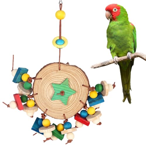 Kauspielzeug für Vögel, Papageienspielzeug aus Holz, Buntes Beißspielzeug Block Schaukel zum Aufhängen Im Vogelkäfig für Kleine und Mittelgroße Papageien, Unzertrennliche, Kanarienvögel von MiOYOOW