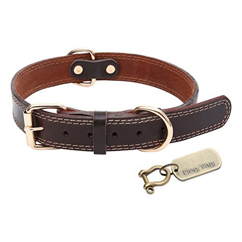 MiOYOOW Leder Hundehalsband,Weiches Klassische Hunde Halsbänder Verstellbares Braunes Rundes Hundehalsband Welpen für das Tägliche Walking Sporttraining von MiOYOOW
