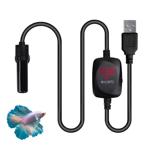 MiOYOOW Aquarium Mini Heizung 2-3 L, 10 W Aquarium Heizstab mit Überhitzungsschutz, 5 V/2 A, USB Keramik Tauchwasserheizung für Salzwasser und Süßwasser von MiOYOOW