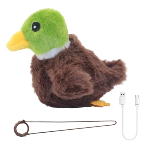 MiOYOOW Flatternder Vogel Katzenspielzeug, Simulierte Tiere, Zwitscherndes Interaktives Kätzchenspielzeug mit Elastischem Schlüsselband für Hauskatzen und Kätzchen von MiOYOOW