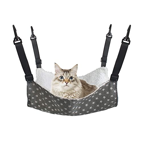 MiOYOOW Hängematte für Katzen tragbare kleine Haustierkäfig-Hängematte warmes Rattenhausbett mit verstellbarem Riemen und 4 Haken für Katzen Kaninchen Hamster Welpen (S/M/L/XL) von MiOYOOW