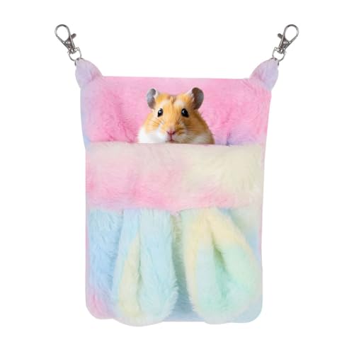 MiOYOOW Hamster Schlafsack, Warmes Plüsch Hamsterbett mit Niedlichem Ohr, Kleintiere Hängematte, Hängendes Nest für Meerschweinchen, Eichhörnchen, Frettchen von MiOYOOW