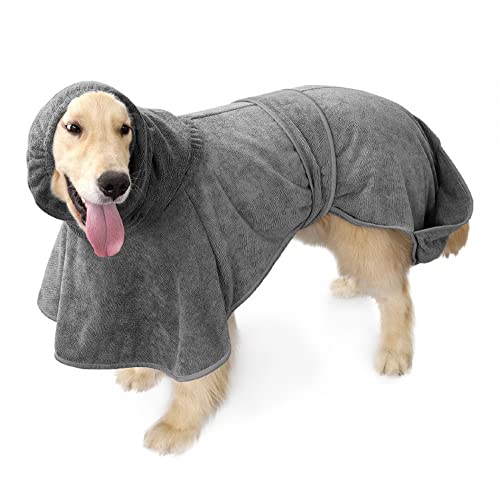 MiOYOOW Hundebademantel Verstellbarer Hundemantel super saugfähiges schnell trocknendes Handtuch für mittelgroße und extra große Hunde von MiOYOOW