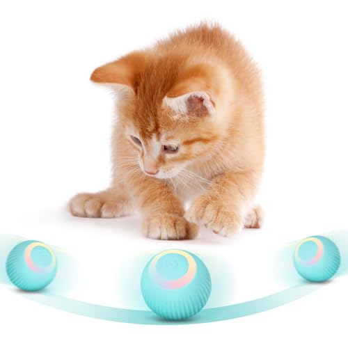 MiOYOOW Interaktiver Katzenspielzeugball Haustier Unterhaltungskugeln selbstrotierender Bälle Spielzeug USB wiederaufladbares automatisches Katzenspielzeug für Katzen im Innenbereich Linderung von MiOYOOW